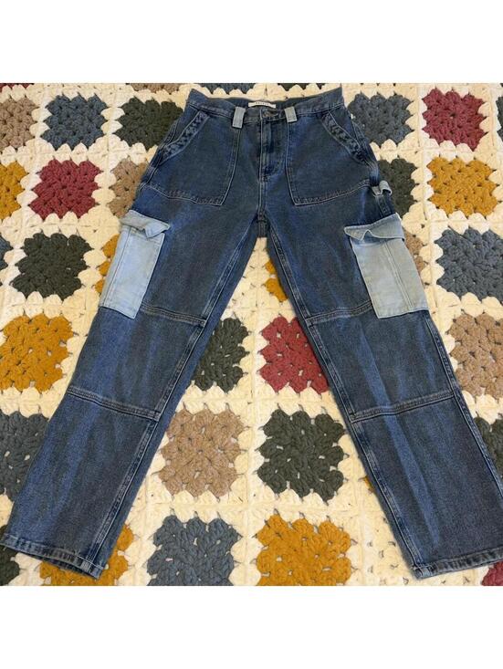 PacSun Denim - PacSun Highrise Carpenter Woman’s size 27 Denim Cargo Pants with Light Pockets